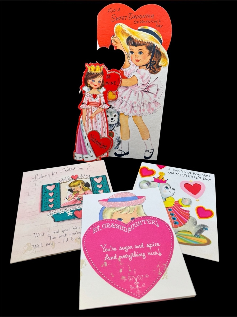 Lot Of 4 Vintage Valentines Day Cards Hallmark Various Makers Ephemera